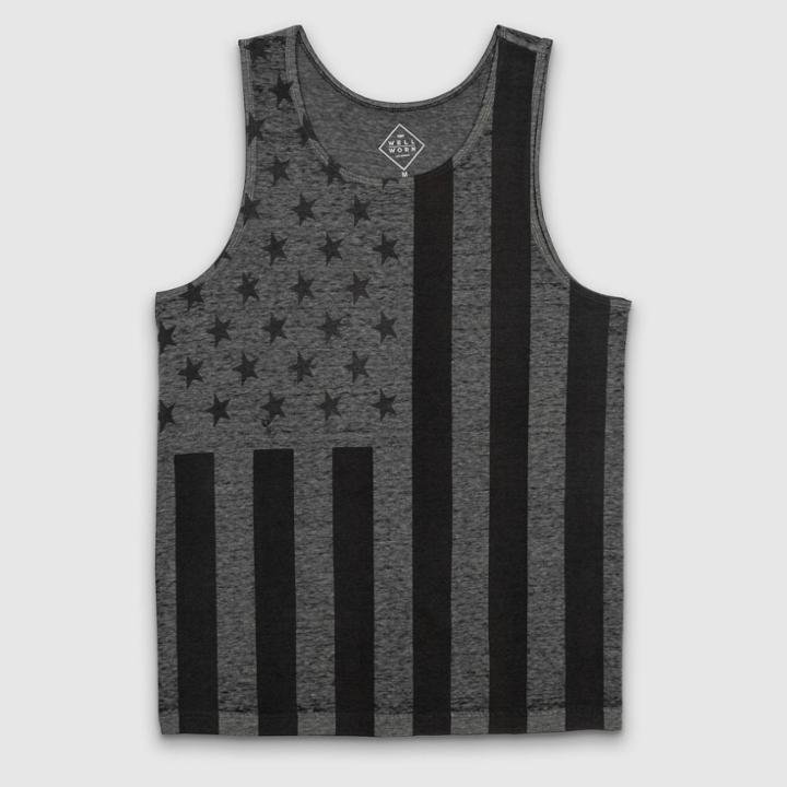 Well Worn Men's Vertical Flag Tank Top - Black