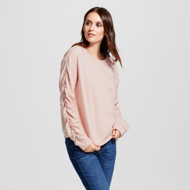 Women's Gathered Sleeve Sweatshirt - Mossimo Blush