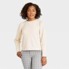 Women's High Cuff French Terry Sweatshirt - A New Day Cream