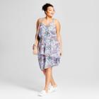 Women's Plus Size Floral Print Sleeveless Ruffle Skirt Dress - A New Day Lavender X, Purple