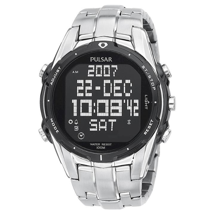 Men's Pulsar Digital World Time Chronograph - Silver Tone - Pq2001
