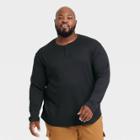 Men's Big & Tall Waffle-knit Long Sleeve T-shirt - All In Motion Black