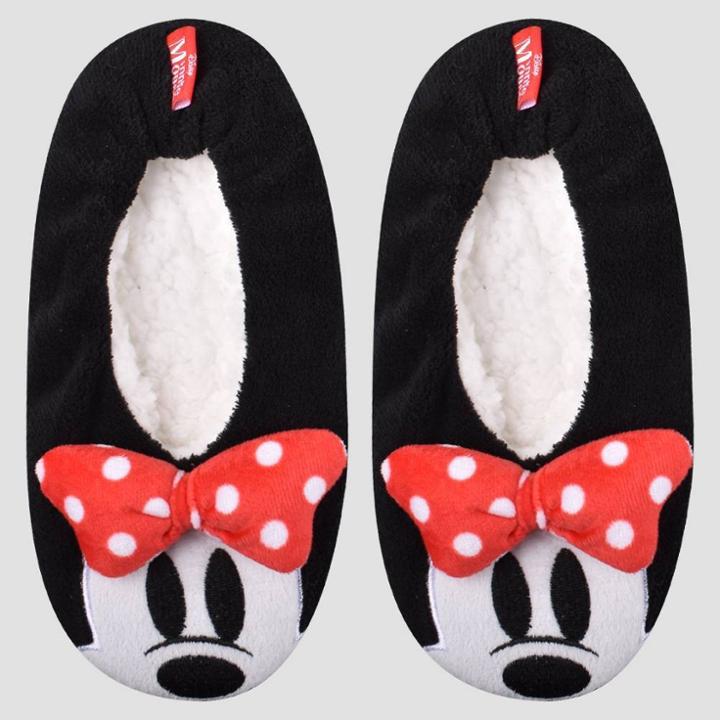 Women's Minnie Mouse Pull-on Slipper Socks - Black