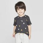 Genuine Kids From Oshkosh Toddler Boys' Short Sleeve Printed Henley Shirt - Black