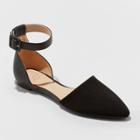 Women's Rachel Microsuede Ankle Strap Two Piece Ballet Flats - A New Day Black