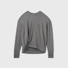 Women's French Terry Twist-front Crewneck Pullover - All In Motion Charcoal Heather