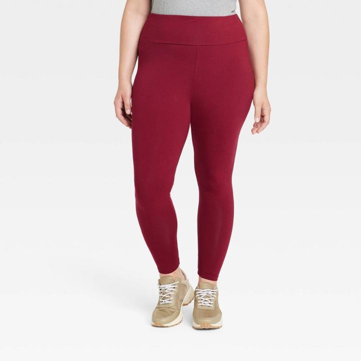 Women's Plus Size High-waisted Leggings - Ava & Viv Burgundy X, Red