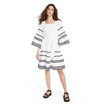 Women's Ric Rac Flare Sleeve Dress - Lisa Marie Fernandez For Target White/black Xxs