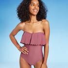 Women's Scalloped Flounce Medium Coverage One Piece Swimsuit - Kona Sol Mulberry