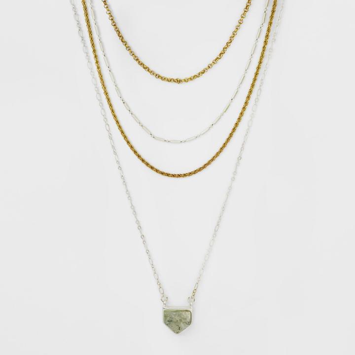 Mixed Chains And Semi Precious Stone Layered Necklace - Universal Thread,