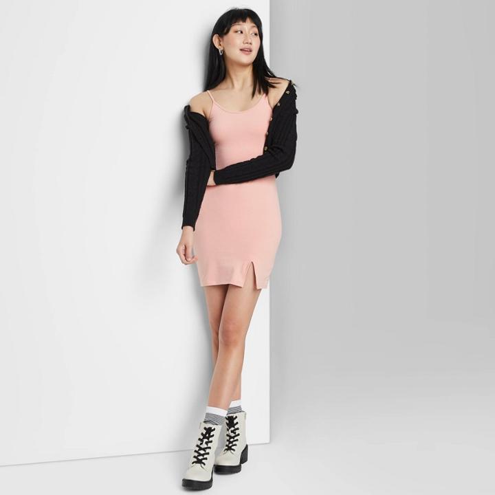 Women's Slit Bodycon Knit Dress - Wild Fable Blush Pink