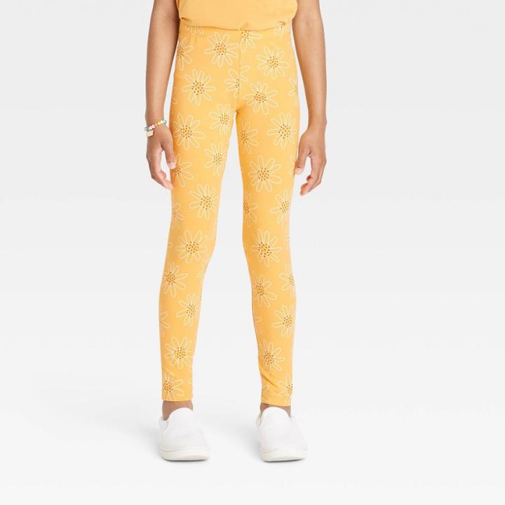 Girls' Floral Leggings - Cat & Jack Yellow