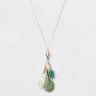 Adjustable Cord And Semi-precious Jade And Green Aventurine Cluster Pendant Necklace - Universal Thread Green, Women's