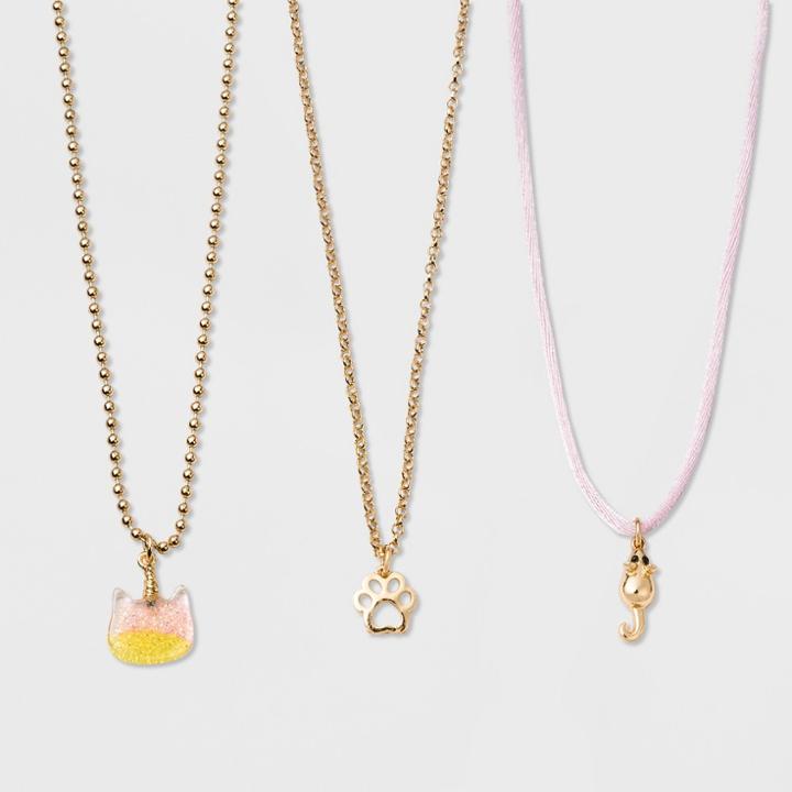 Girls' 3 Layered Cat Necklace - Cat & Jack One Size,