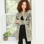 Women's Printed Wide Collar With Pockets Cardigan - Knox Rose Black
