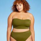 Juniors' Plus Size Ribbed Longline Bandeau Bikini Top - Xhilaration Olive Green X