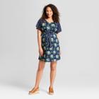 Maternity Floral Print Short Sleeve Belted Dress - Macherie Navy S, Infant Girl's, Blue