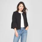 Women's Ruffle 3/4 Sleeve Blazer - Lily Star (juniors') Black