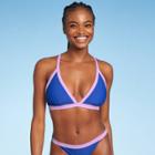 Juniors' Stitched Trim Triangle Bikini Top - Xhilaration Cobalt D/dd Cup, Blue