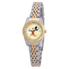 Women's Disney Mickey Mouse Two-tone Link Watch With Gold Dial,