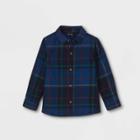 Toddler Boys' Corduroy Plaid Long Sleeve Button-down Shirt - Art Class Blue