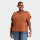 Women's Plus Size Short Sleeve Boxy T-shirt - Universal Thread Rust
