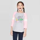Girls' 3/4 Sleeve Dinosaur City Baseball T-shirt - Cat & Jack Gray