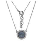 Prime Art & Jewel Sterling Silver Genuine Gray Druzy And Cubic Zirconia Halo Necklace - 16 + 2 Extender, Girl's, Size: Large,