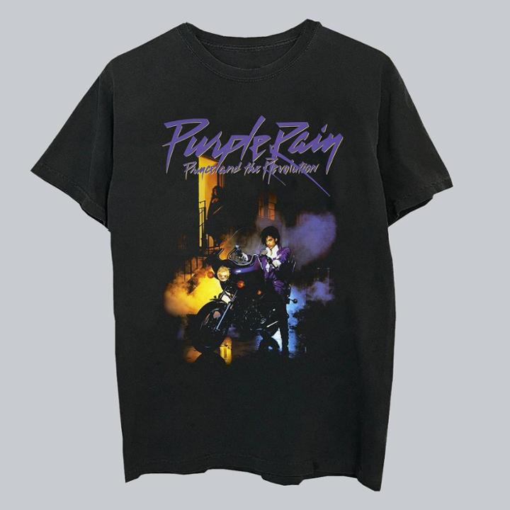 Merch Traffic Men's Prince Purple Rain Short Sleeve Graphic T-shirt - Black S, Men's,