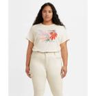 Levi's Women's Plus Size Short Sleeve Graphic Varsity Cropped T-shirt - Tofu