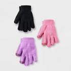 Kids' 3pk Vibrant Gloves - Cat & Jack Pink/purple/black