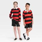 Kids' Rugby Striped Long Sleeve Polo Shirt - Art Class Red/black