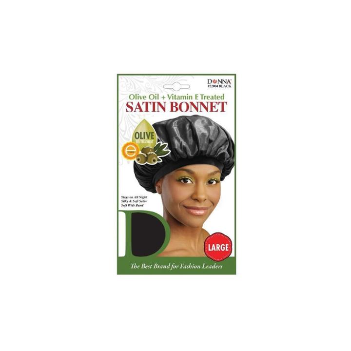 Donna Olive Oil & Vitamin E Treated Sleep Cap & Bonnet, Girl's, Black