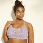 Plus Size Women's Plus Seersucker Stripe Bralette Bikini Top - Xhilaration Red/blue