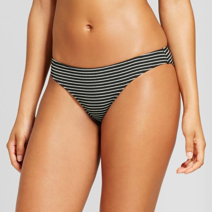 Women's Cheeky Bikini Bottom - Xhilaration Black Textured