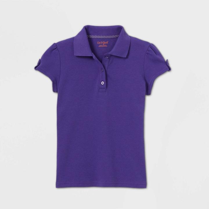 Petitegirls' Short Sleeve Interlock Uniform Polo Shirt - Cat & Jack Purple