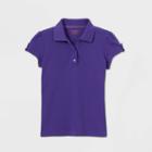 Petitegirls' Short Sleeve Interlock Uniform Polo Shirt - Cat & Jack Purple