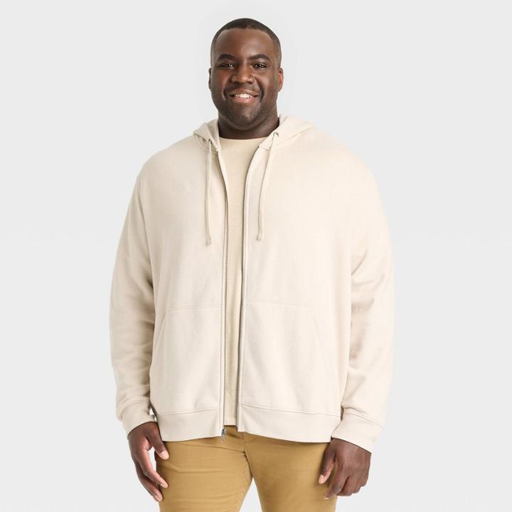 Men's Big & Tall Fleece Zip-up Hoodie - Goodfellow & Co Beige