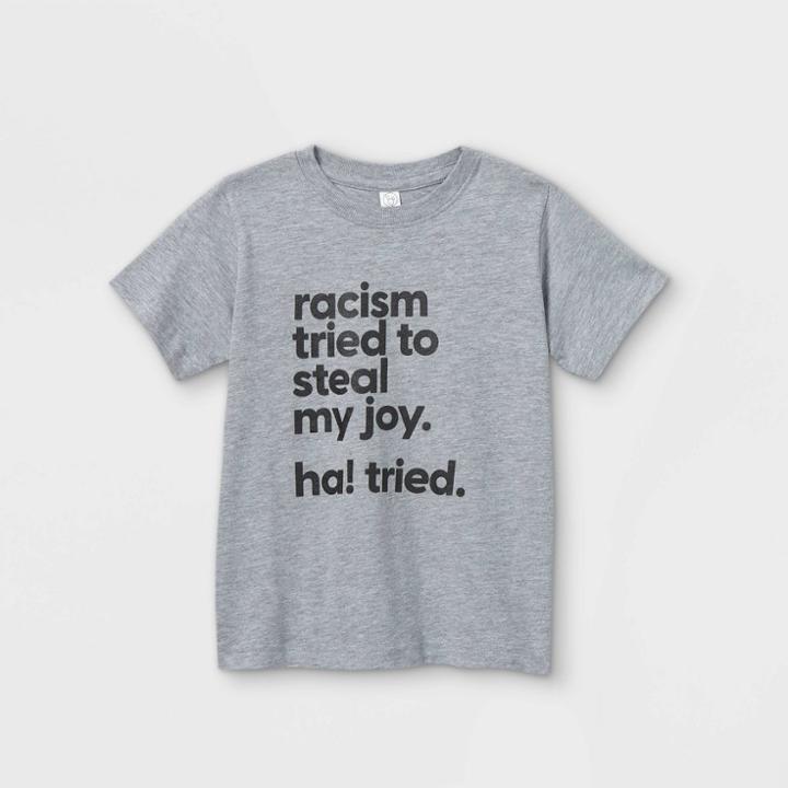 Ev Black History Month Mess In A Bottle X Target Black History Month Toddler 'racism Tried To Steal My Joy Ha! Tried' Short Sleeve Graphic T-shirt - Heather Gray