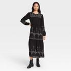 Women's Long Sleeve Embroidered Tiered Dress - Knox Rose Black