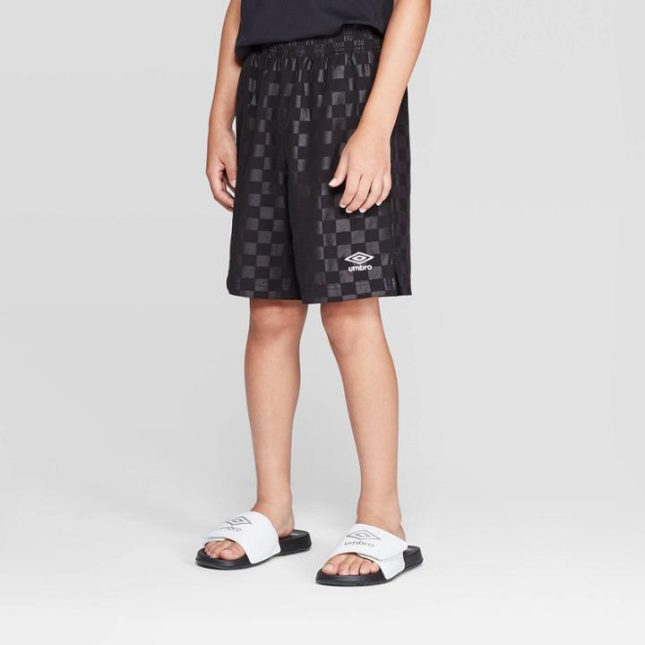 Umbro Boys' Stretch Woven Checkerboard Shorts - Black