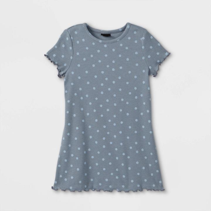 Toddler Girls' Ribbed Short Sleeve Dress - Art Class Blue