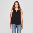 Women's Sleeveless Keyhole Back Tank Top - Knox Rose Black