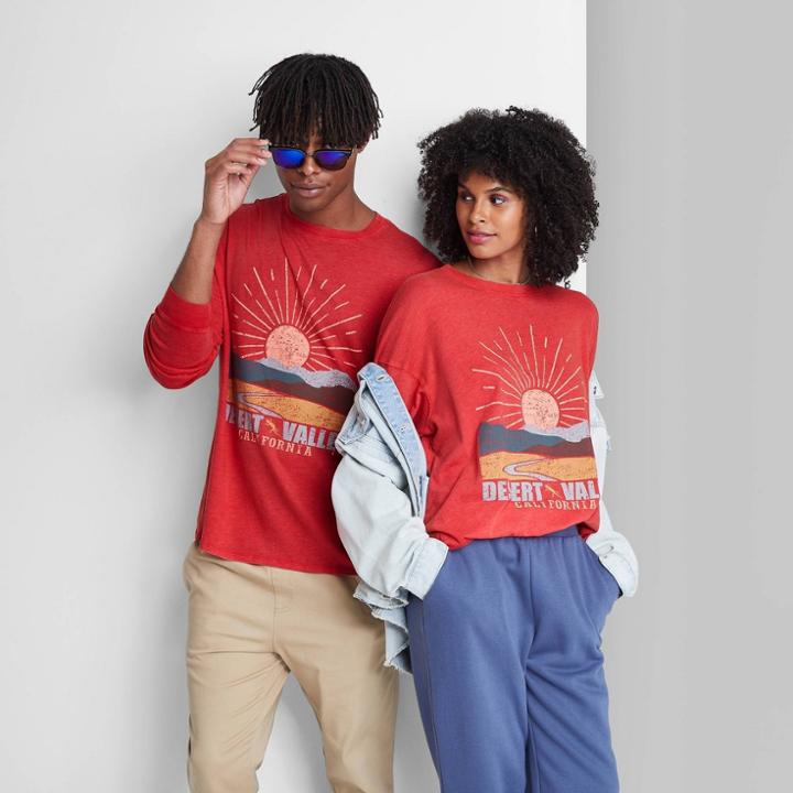 Long Sleeve Oversized T-shirt - Wild Fable Red