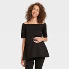 The Nines By Hatch Maternity Elbow Sleeve Off The Shoulder Ponte Top Black