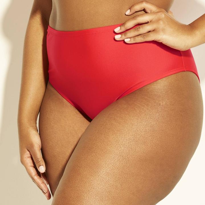 Plus Size Women's Plus High Waist Bikini Bottom - Xhilaration Red