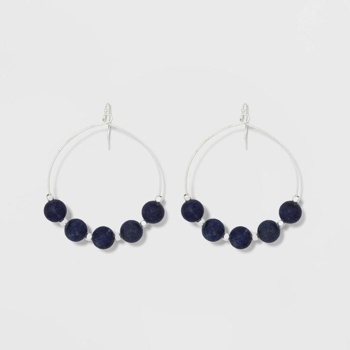 Bead Hoop Earrings - Universal Thread Blue/silver,