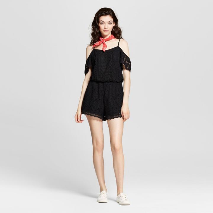 Women's Lace Cold Shoulder Romper - Xhilaration (juniors') Black