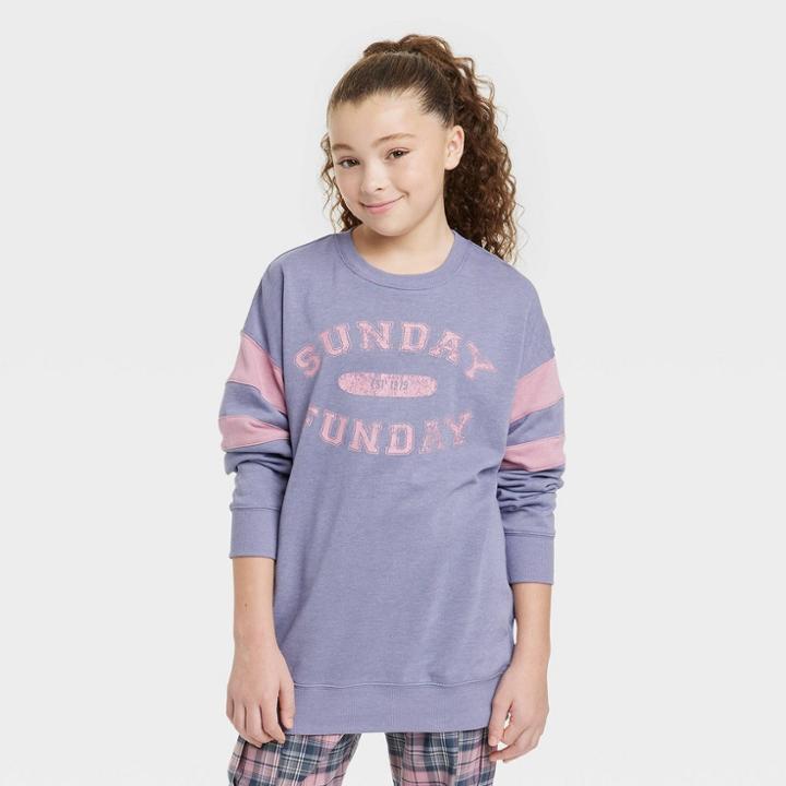 Girls' Oversized Varsity Sweatshirt - Art Class Light Purple
