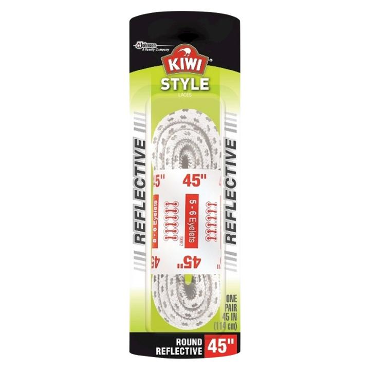 Kiwi Round Laces White Reflective 45 1 Pair, Adult Unisex